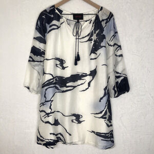 HAMPTONITE New York Linen Silk Dress Dress Sz M Lined Woven Resort Travel Midi